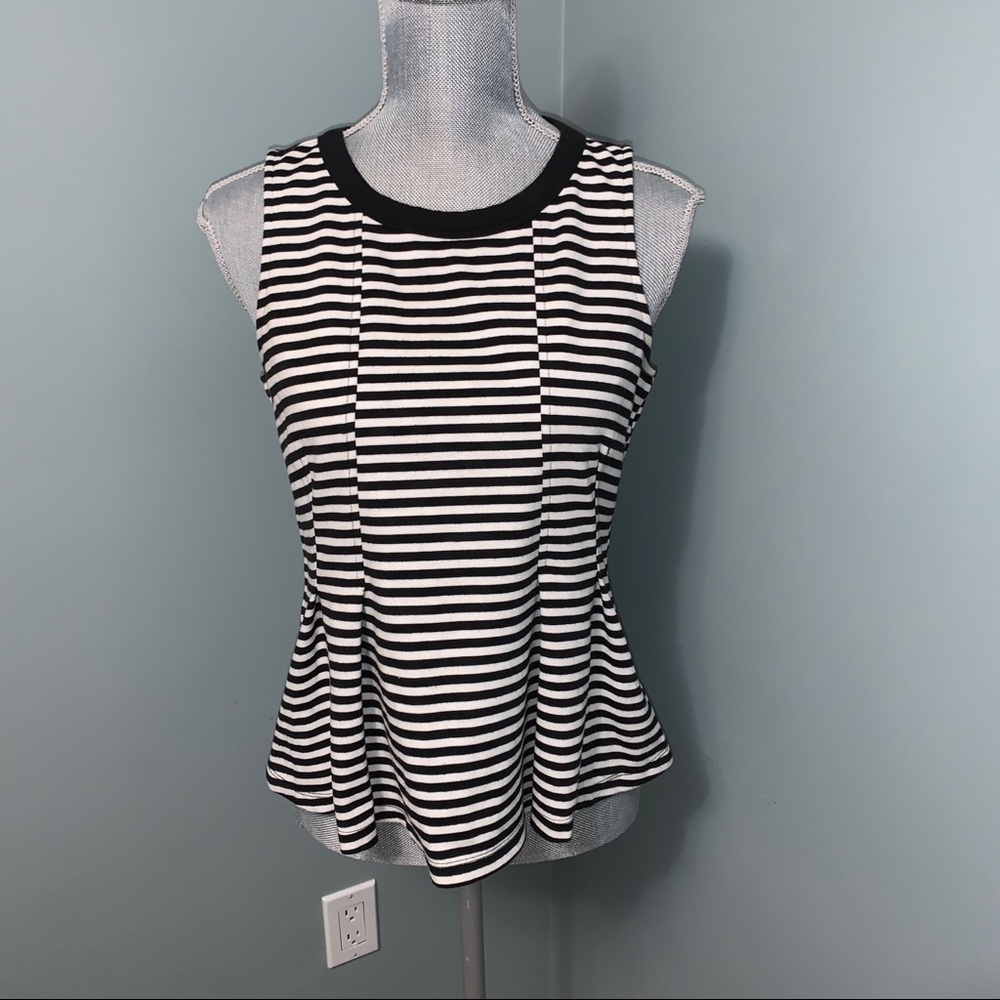 BANANA REPUBLIC striped pleated blouse top sleeveless summer size small